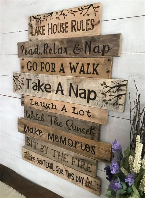 Lake House Sign Lake Rules Sign Wood Lake House Sign Rustic | Etsy | Lake house signs, Large ...