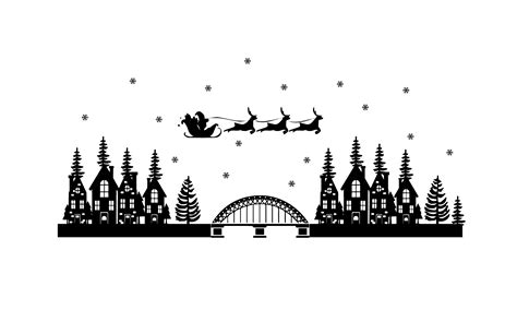 Christmas Village House Silhouette Graphic by st · Creative Fabrica