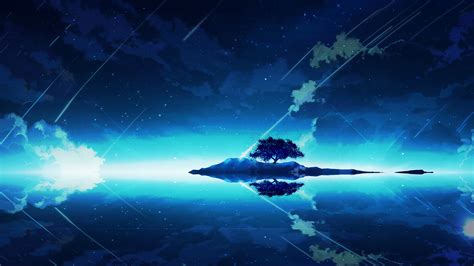 Anime, Scenery, Night, Sky, Clouds, Horizon, 4K, #127 Wallpaper PC Desktop