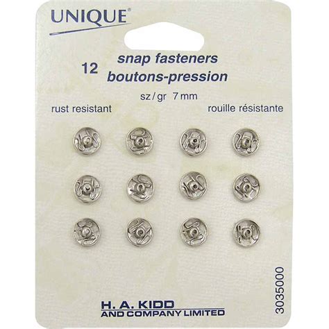 Snap Fasteners Nickel – size 0 / 7mm (1⁄4″) – 12 sets | Theatre Garage