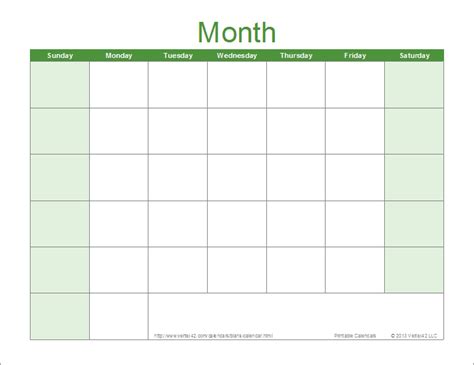 Download Printable Blank Monthly Calendar Pdf - Riset