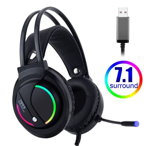 Gaming Headset 7.1 Surround Sound USB 3.5mm Wired Game Headphones with Microphone Stereo LED USB ...