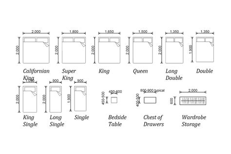 Standard Size Standard Bedroom Furniture Dimensions