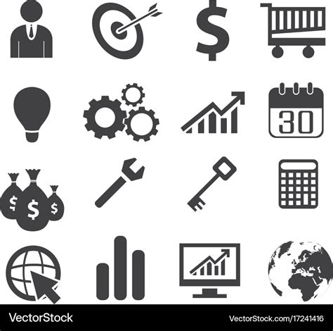 Black white business concept icons Royalty Free Vector Image