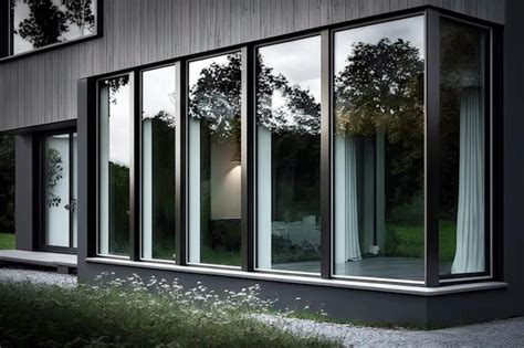 Premium Photo | Beautiful modern silver aluminium windows by window in house generative ai