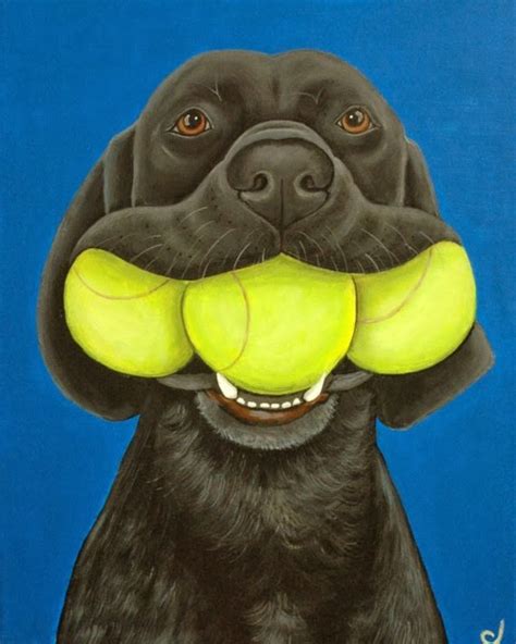 Dog Looking At Tennis Ball Painting at PaintingValley.com | Explore collection of Dog Looking At ...