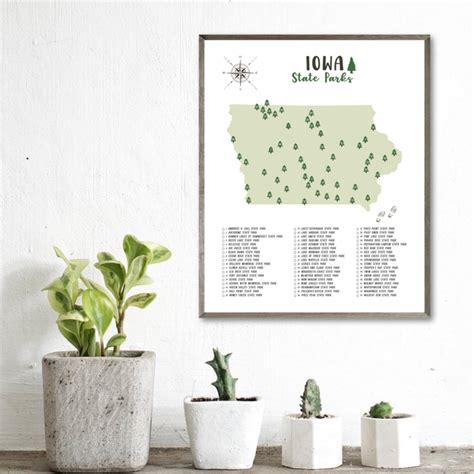 Iowa State Parks Map | Gift For Hiker | Iowa Map | Digital Print – Nomadic Spices