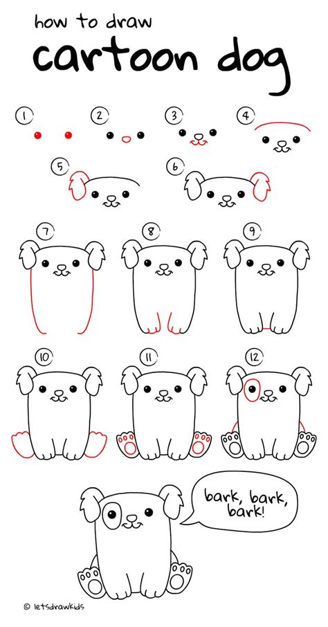 How to draw cartoon dog. Easy drawing, step by step, perfect for kids! Let's draw kids. http ...