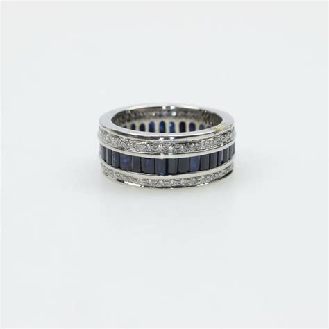 Platinum Blue Sapphire Diamond Band | Property Room