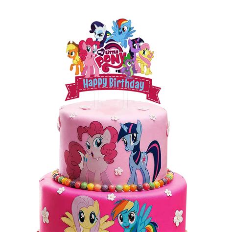 Buy Acrylic My Little Pony Happy Birthday Cake Topper, My Little Pony Friendship Collection Cake ...