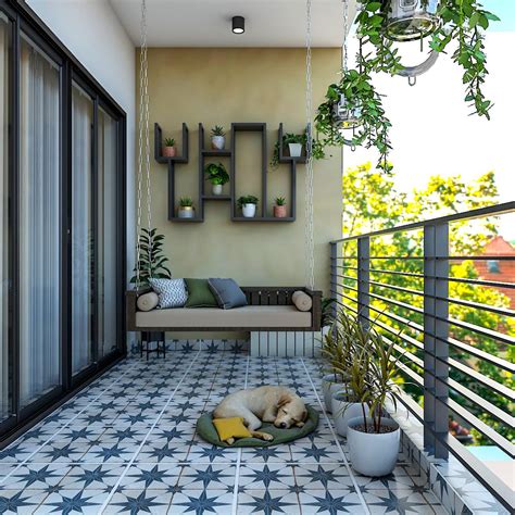 Modern Spacious Balcony Design With Planters | Livspace