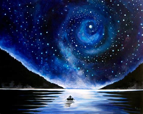 Canvas Print Rowboat Under the Stars Landscape Painting - Etsy | Night sky painting, Sky ...