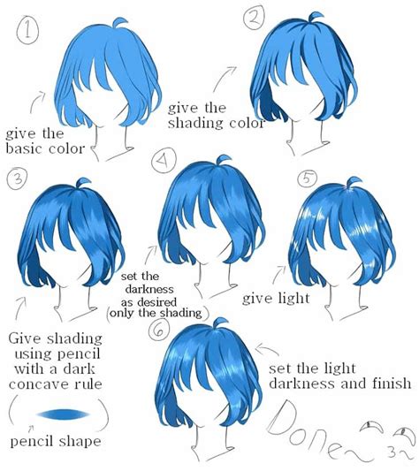 hair shading tutorial (By: Fauziah_Zia)／Zshikune in 2023 | Drawing hair tutorial, Anime hair ...