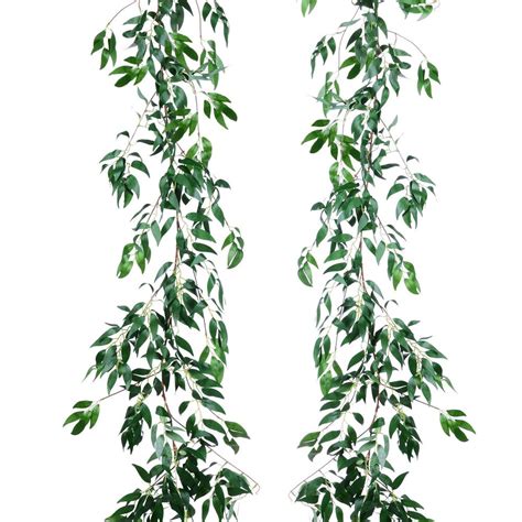 2 Pack Artificial Hanging Leaves Vines, 5.7 Ft Fake Willow Leaves Twigs Silk Plant Leaves ...