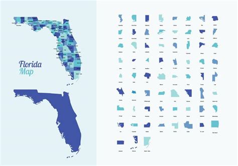 Florida Map with Counties Vector 159219 Vector Art at Vecteezy