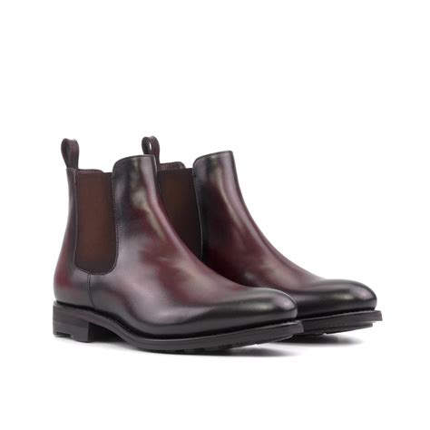 Leather Chelsea Boots Zurigo │ Burgundy Burn-Effect - Made4Me