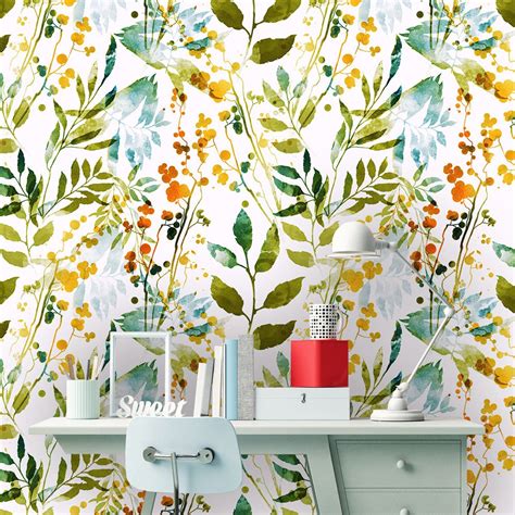 boho floral peel and stick wallpaper - Miyoko Criscillis