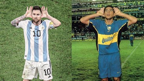 What is it about Argentina legend Riquelme and Messi's goal celebration? - Maktoob media