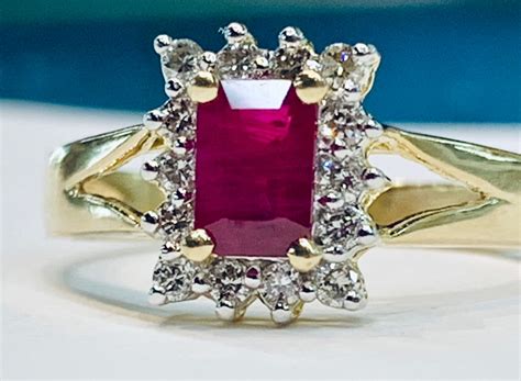 Ruby Engagement Ring Vintage Ruby Ring 0.75 Carat Natural Ruby 14k solid yellow gold diamond ...