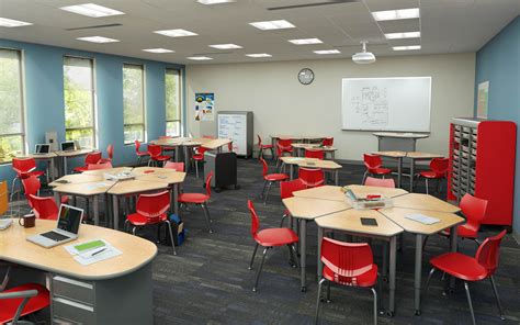 UXL Diamond Desks fill out this collaborative classroom, paired with our popular Flavors Stack ...