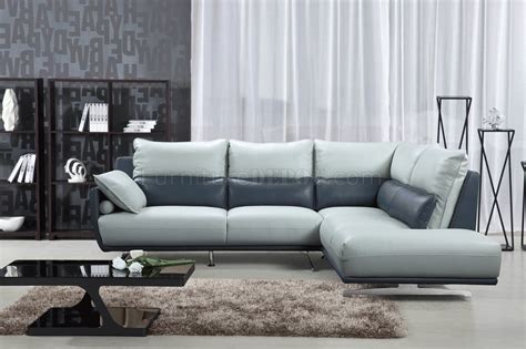 Light Blue Leather Sectional Sofa | Baci Living Room