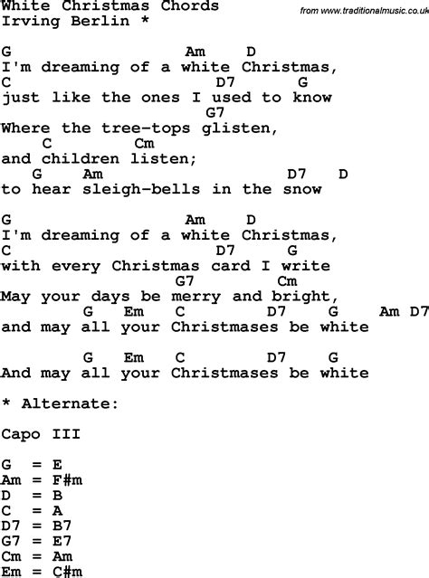 Song lyrics with guitar chords for White Christmas - Irving Berlin