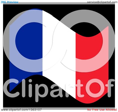 Clipart of a French Flag Waving on Black - Royalty Free Illustration by oboy #1363107