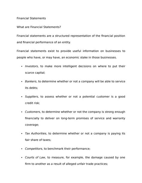 Financial Statements - Financial Statements What are Financial Statements? Financial statements ...