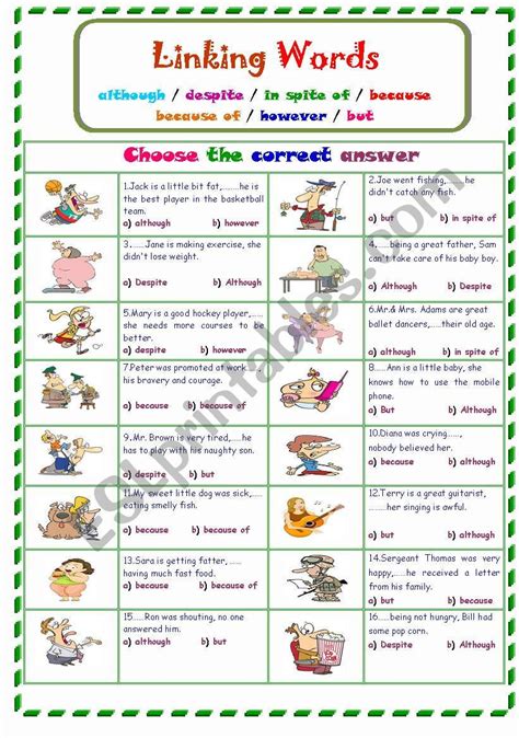 Linking Words... - ESL worksheet by Ms.Sara.q8