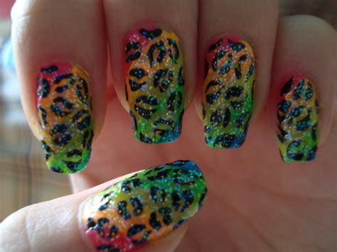 Rainbow, Glitter, Cheetah Print Nails · An Animal Nail · Nail Painting and Nail Painting on Cut ...