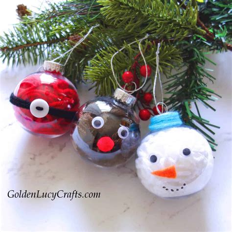 DIY Yarn-Filled Clear Ball Christmas Ornaments Idea