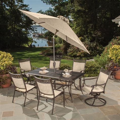 72” 9 Pc. Beautiful Aluminum Outdoor Patio Dining Set with Umbrella - Walmart.com - Walmart.com