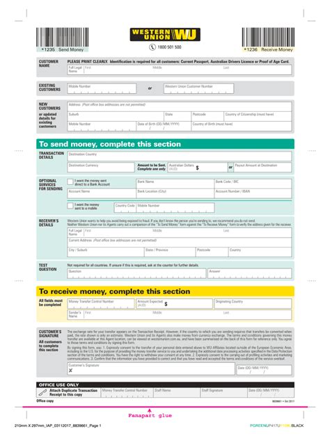 Western Union Form Pdf Printable Blank Money Order Template - Printable Forms Free Online