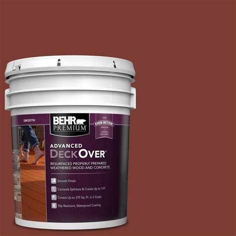 BEHR Premium Advanced DeckOver 5 gal. #SC-330 Redwood Smooth Solid Color Exterior Wood and ...