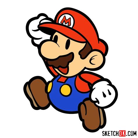 How to draw classic 2D Super Mario - Sketchok easy drawing guides