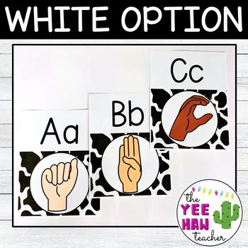 Cow Print Sign Language (ASL) Alphabet Posters by The Yee Haw Teacher