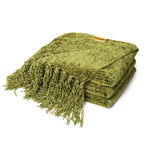 Fluffy Chenille Knitted Throw Blanket Olive Green - Walmart.com - Walmart.com