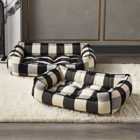 Shop Black and White Plaid Dog Bed. Lounges like a sofa and sleeps like a dream. Handcrafted in ...