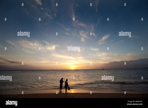 Sunset, Kaanapali Beach, Maui, Hawaii Stock Photo - Alamy