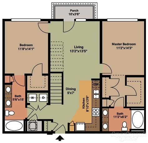 B1-L 2 bedroom 2 bathroom | Bedroom house plans, Tiny house floor plans, Small house plans