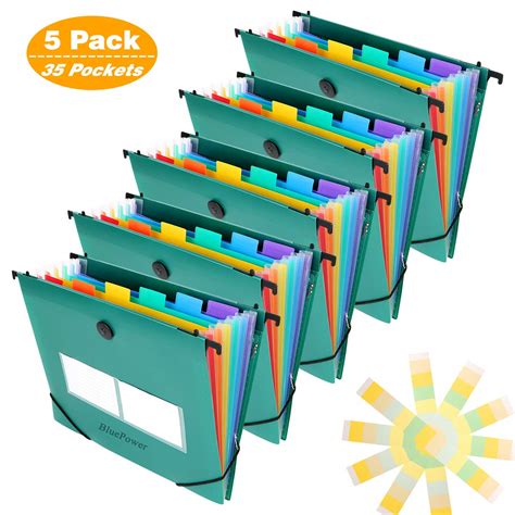 Buy 35 Pocket Plastic Hanging File Folders Letter Size,Accordian File Organizer/Expanding File ...