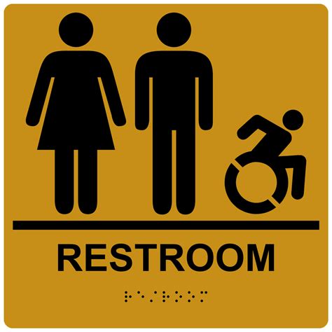 Restroom (Braille = Restroom) Sign RRE-120R-99_BLKonGLD