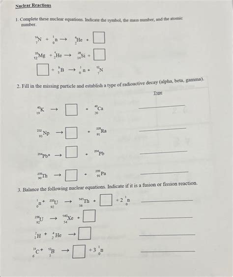 Solved 1. Complete these nuclear equations. Indicate the | Chegg.com