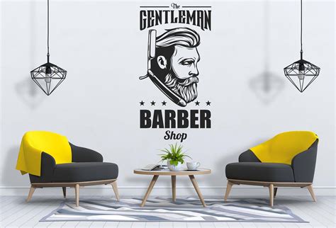 Barber Wall Decal Gentlemens Barber Shop Wall Decor Man Salon | Etsy | Wall decals, Shop wall ...