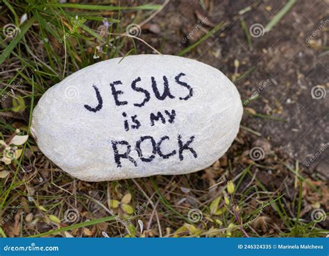 Jesus is My Rock, a Handwritten Text, Bible Verse on a Stone in Nature Stock Image - Image of ...