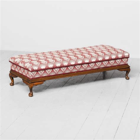 Large Edwardian Upholstered Mahogany Ottoman Stool - 31358 / LA406895 | LoveAntiques.com