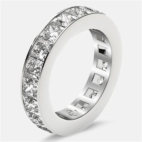 Eternity Ring with Channel Set Princess Cut Diamonds in 18k White Gold