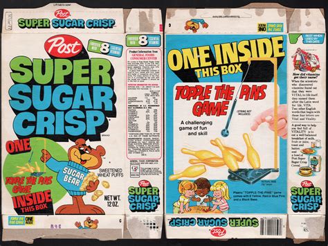 Post Super Sugar Crisp Cereal Box - Topple the Pins Game -… | Flickr