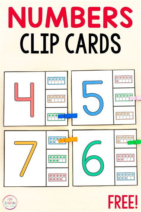 Free Printable Number Matching Clip Cards