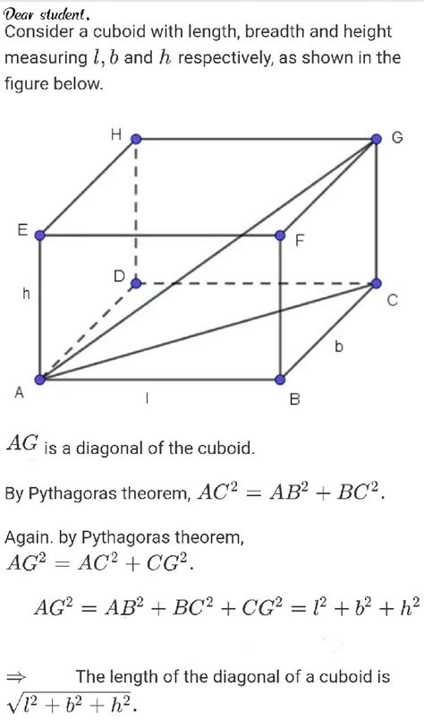 How to derive the formula of diagonal of a cube - Maths - Surface Areas and Volumes - 14153501 ...